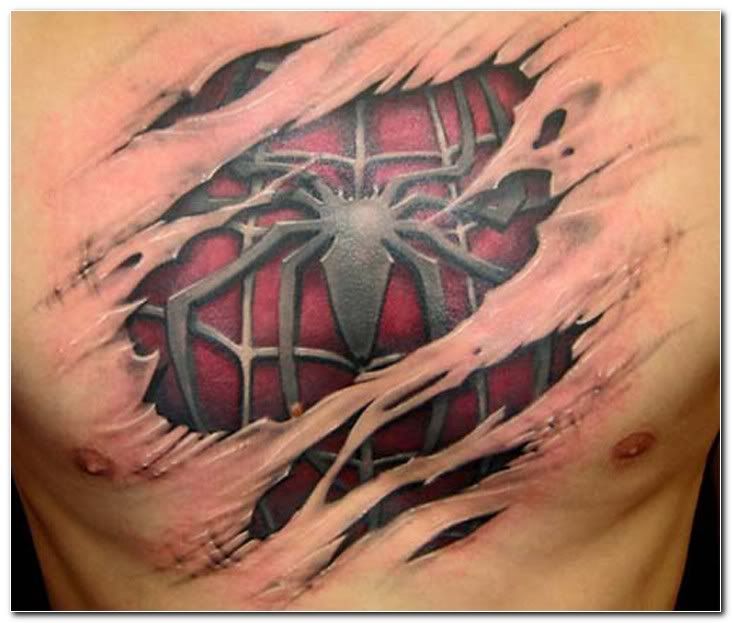 optical illusion spiderman tatoo Image