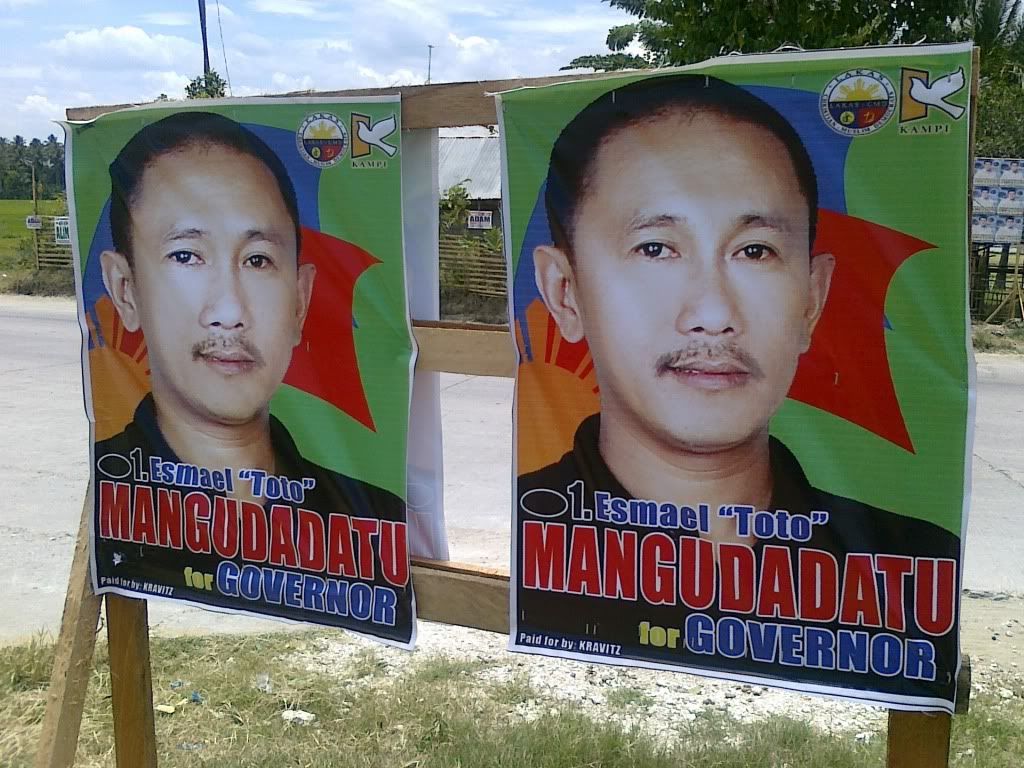 Campaign posters for Esmael Toto Mangudadatu running for Maguindanao governor