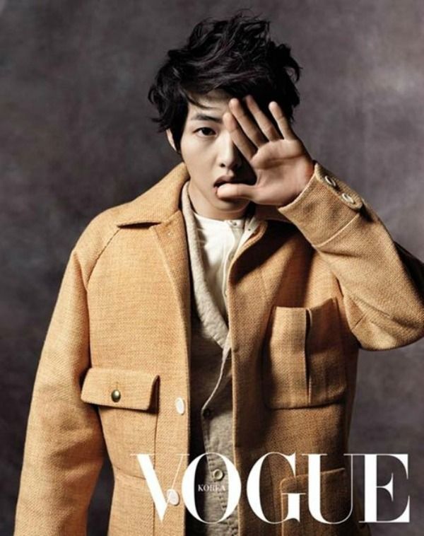 Song Joong-ki with scarecrow buddy for Vogue