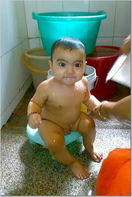 Cute baby enjoying bath