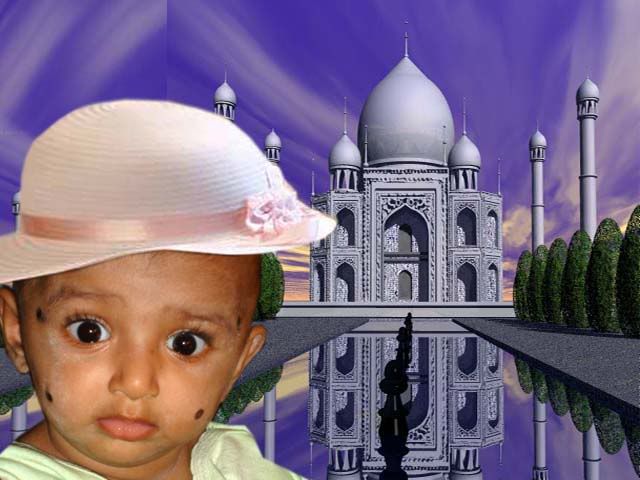 Cute baby near Taj Mahal