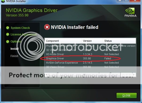 nvidia graphics driver install failure